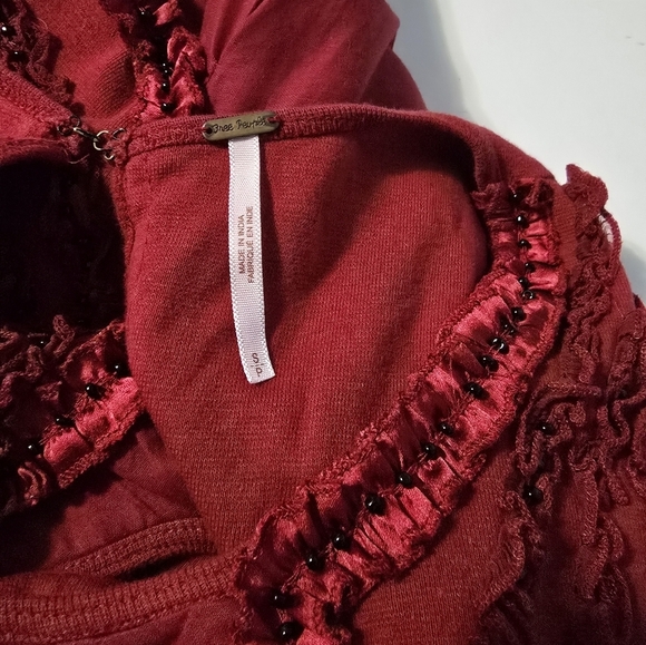 Free People Womens Red Beaded Dress Small - Picture 6 of 11